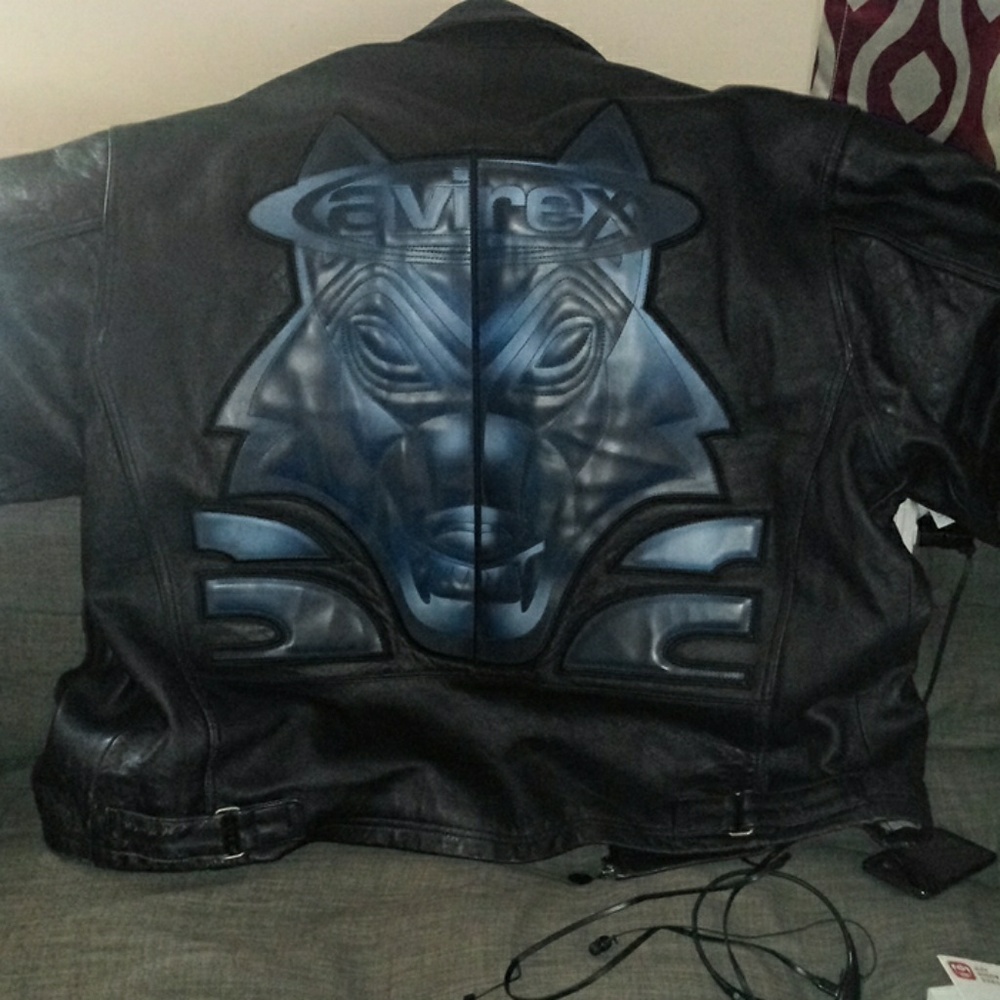 Blue leather Avirex jacket